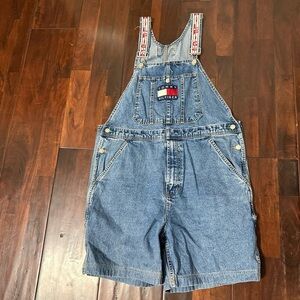 Vintage Tommy Hilfiger Y2K Shortalls Carpenter Spell out Size Medium Baggy
